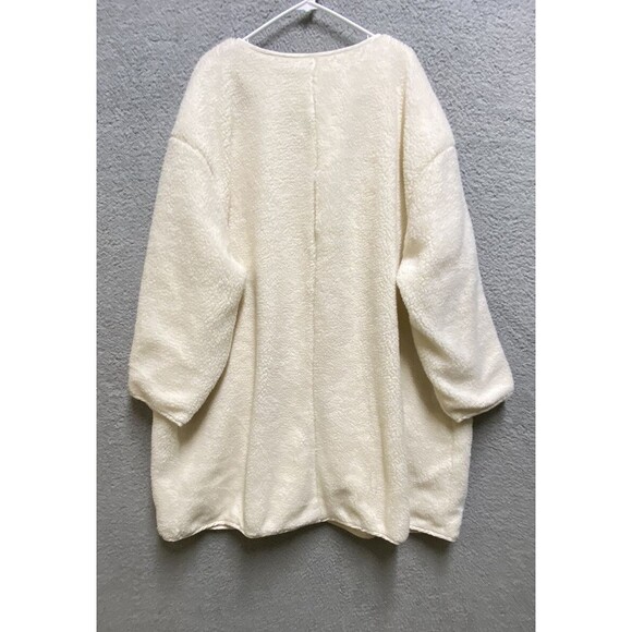 Ava & Viv Womens 4X Cream Sherpa Fleece Coat Snap Buttons Lined - Picture 3 of 11